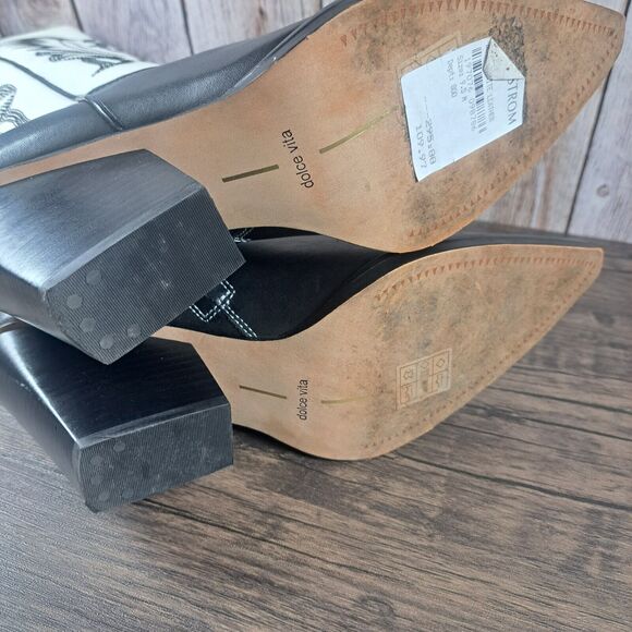 Dolce Vita Blanch Western Cowboy Boots Women's Sz 9.5 Black White 3"Heel (GUC) - Picture 9 of 11